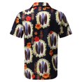 thumbnail image 2 of Camisas Vaqueras Para Hombre Manga Larga Top de primavera y verano para hombre, camiseta con estampado de Hawaii, cuello vuelto, camiseta informal holgada de manga corta con botones (Black, 3XL), 2 of 4