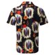 thumbnail image 2 of Camisas Vaqueras Para Hombre Manga Larga Top de primavera y verano para hombre, camiseta con estampado de Hawaii, cuello vuelto, camiseta informal holgada de manga corta con botones (Black, XL), 2 of 4