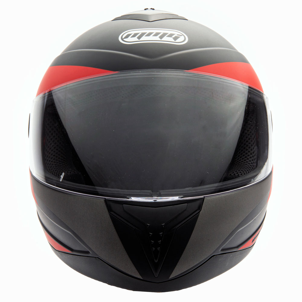 MMG Adult Motorcycle Full Face Helmet DOT with Spare Tinted Shield - Matte Black Red (X-Large) Model 26