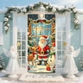 thumbnail image 5 of Djunllk Christmas Decorations Door Cover Santa Claus Front Door Cover Xmas Hanging Banner Santa Background for Home Holiday Christmas Celebration, 70.8 x 35.4 inches, 5 of 6