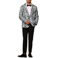 thumbnail image 2 of INSPIRE CHIC Animal Printed Blazer for Men's Slim Fit One Button Sports Coats M Black White, 2 of 5