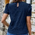 thumbnail image 6 of SELONE Summer Tops for Women Short Sleeve Tops Blouses Regular Fit T Shirts Puff Sleeve Pullover Tees Tops Solid T-Shirts Crew Neck Tops Casual Blouses Easy Care Soft Breathable Pullover Tops Blue S, 6 of 6