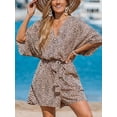 thumbnail image 3 of Cupshe Women's Lace Up Leopard Print Romper Short Sleeves Jumpsuits Wide leg Outfit, 3 of 6