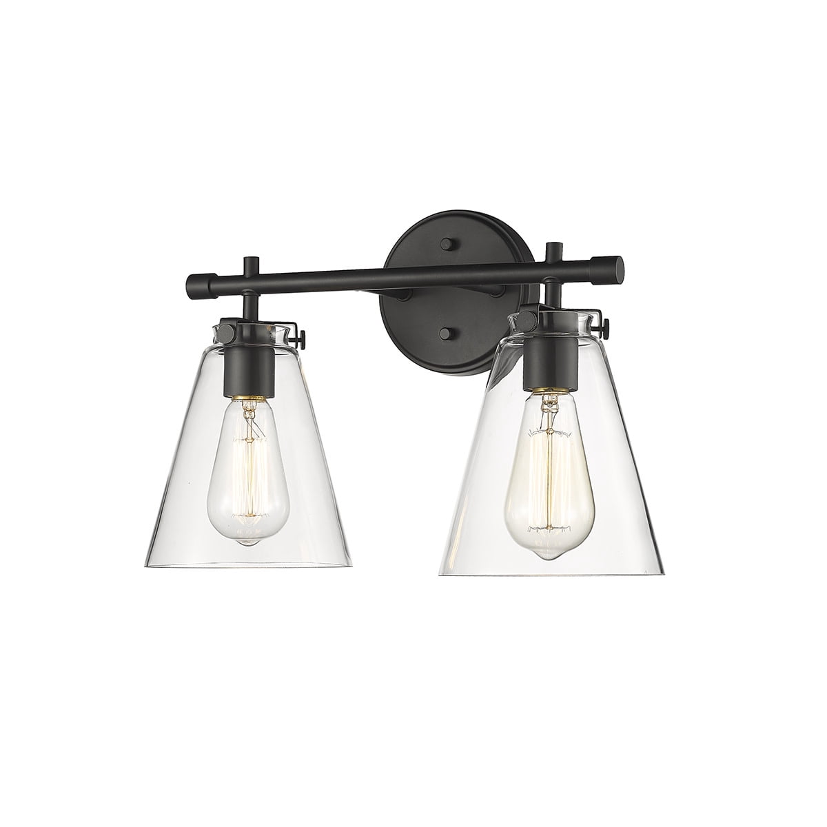 Open Box Millennium Lighting Aliza 2 Light Bathroom Vanity Fixture with Clear Glass Shades Brushed Nickel Nickel Brushed