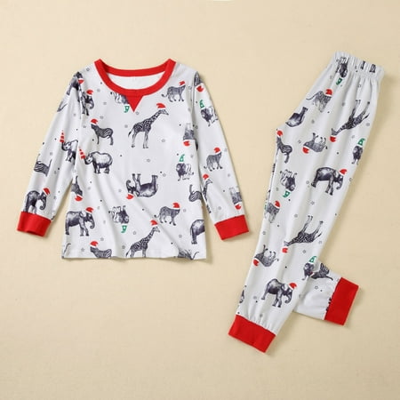 

NEGJ Family Matching Christmas Pajamas Set Plaid Sleeves Cute Pattern Printing Festival For Adults &