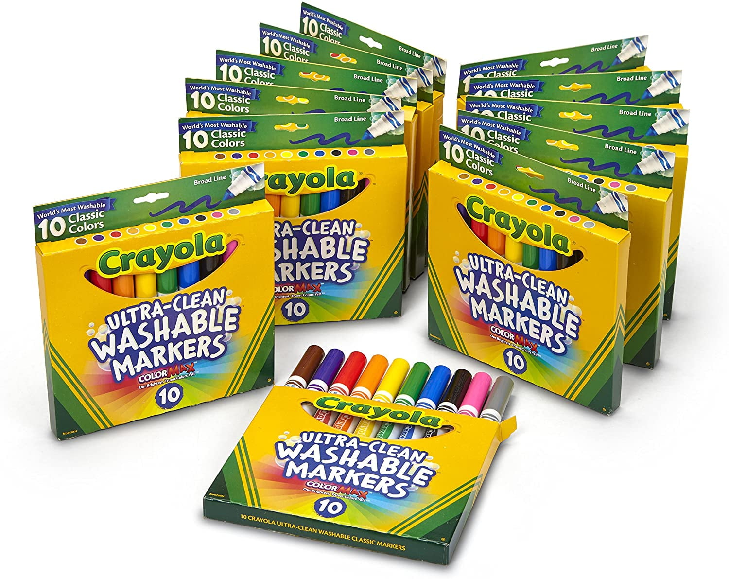 Crayola Broad Line Markers Bulk 12 Marker Packs with 10 Colors 