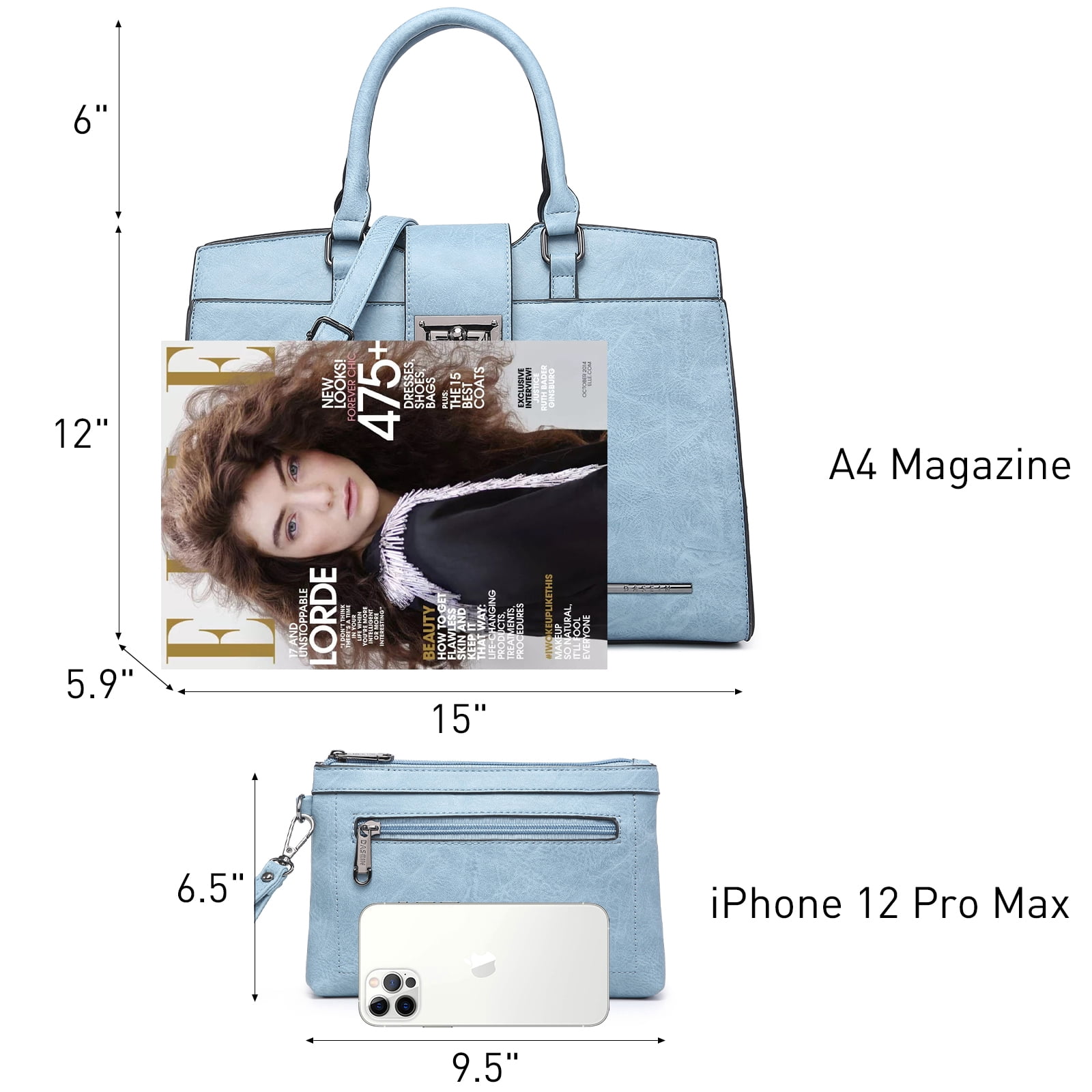 Dasein Handbags for Women Purses Monogram Satchel Purse Large Tote Ladies Handbag Shoulder Bags Top Handle Work Bag 2pcs Set