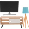 thumbnail image 1 of FELTECHELECTR 1 juego de muebles de casa de muñecas en miniatura, TV en miniatura, mini mueble de TV, lámpara, modelo, 1 of 6