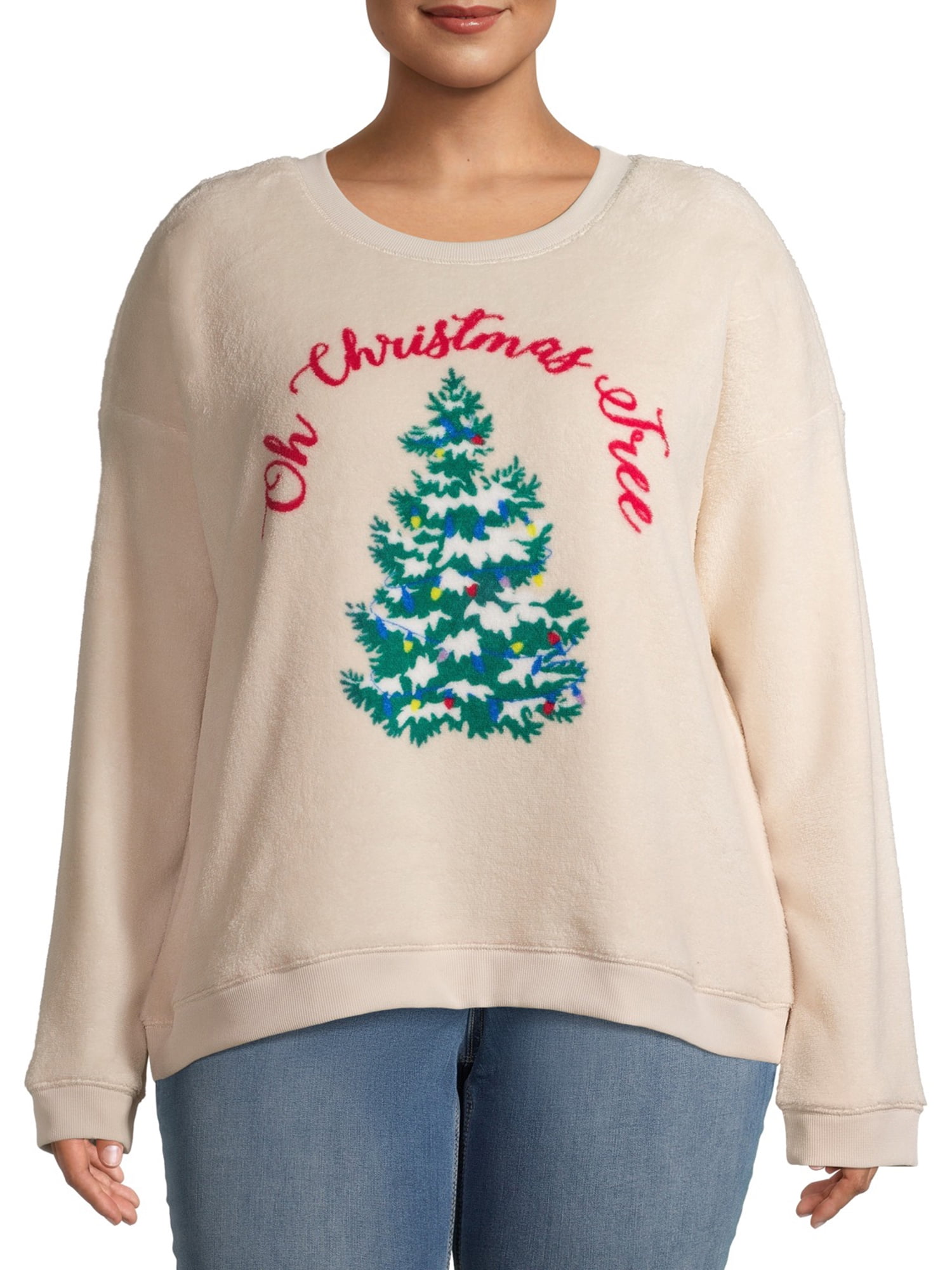 Holiday Time Women's Plus Size Super Soft Festive Pullover Sweatshirt