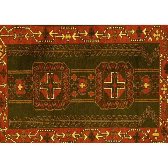 Ahgly Company Indoor Rectangle Persian Yellow Traditional Area Rugs, 8' x 12'