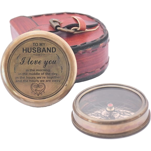 Engraved Compass, to My Husband I Love You, Brass Compass Engraved Gifts for Men, Bronze for Men, Romantic Gifts for Him/Her, Keepsake Gifts for Husband