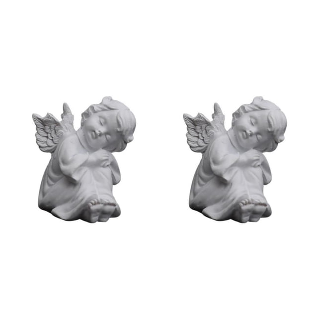 Baohd Gracieuse Résine Fille Ange Figurine Statue Décoratif Bureau Accent Pensée Droite 2Set