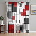 thumbnail image 2 of Sheer Curtains 84 inches Long 2 Panels Set Red Black and Grey Light Filtering Sheer Drapes Rod Pocket Window Curtains for Living Room/Bedroom, Geometric Modern Abstract Art, 2 of 8