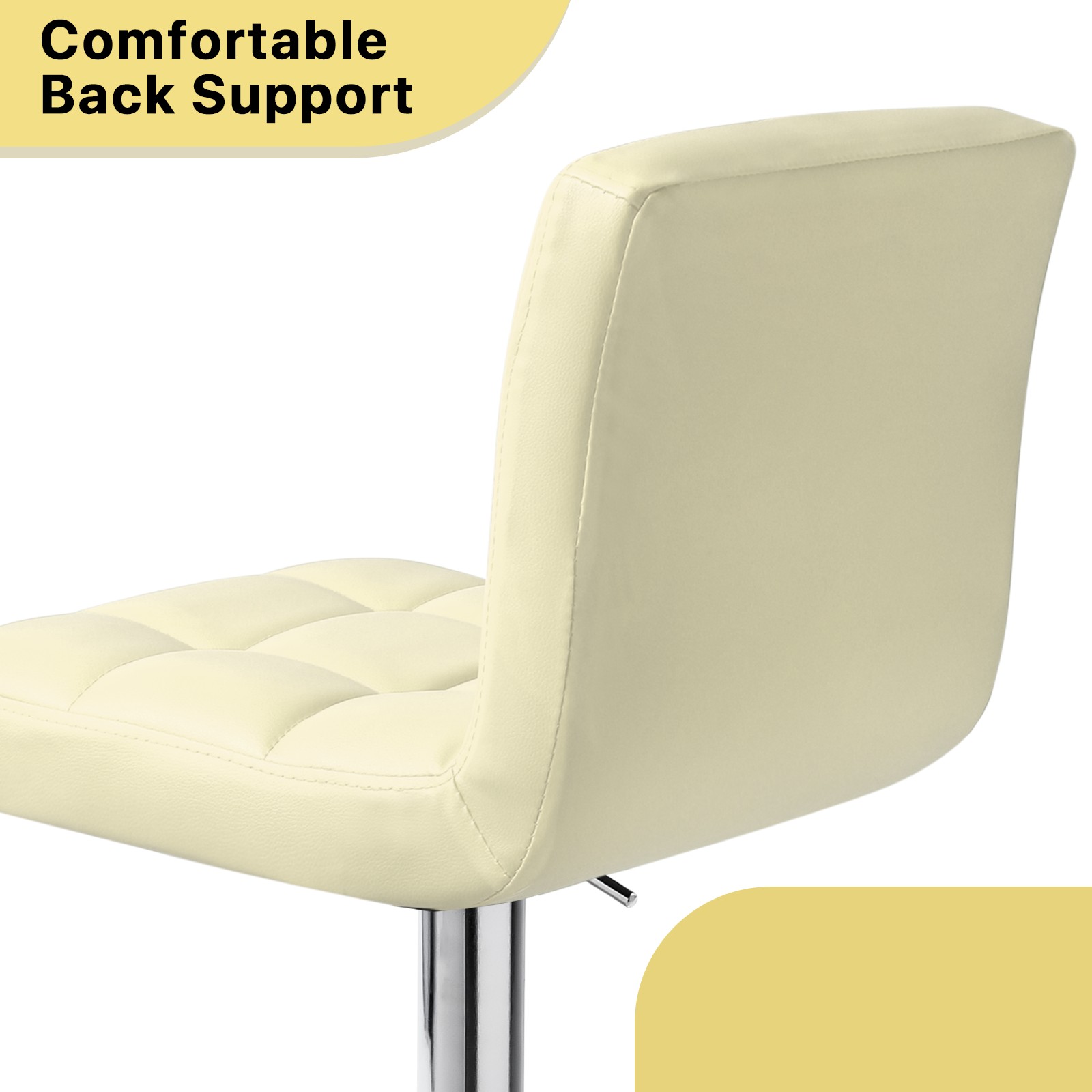 MoNiBloom Swivel Bar Stool Set of 2, Leather Adjustable Height Barstools Lift Pub Chair for Kitchen Bar, Beige