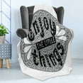 thumbnail image 4 of Enjoy the Little Things Soft Flannel Fleece Blanket, Greyscale Expression Lettering with Swirls and Teardrops, Cozy Plush for Indoor and Outdoor Use, 50" x 60", Grey Black and White, by Ambesonne, 4 of 5