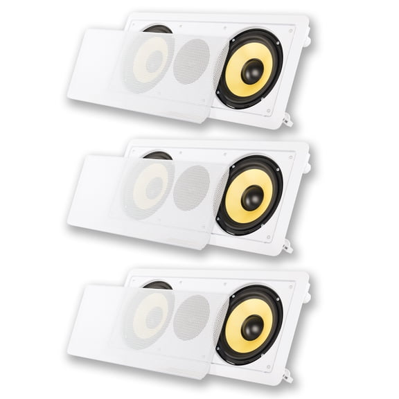 Acoustic Audio HD-6c Flush Mount Speakers Dual 6.5" Woofers In Wall 3 Pack