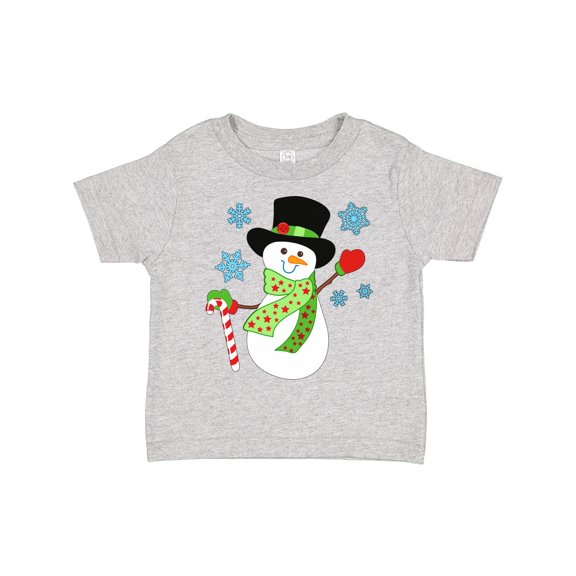 Inktastic Christmas Snowman in Top Hat with Candy Cane Boys or Girls Toddler T-Shirt