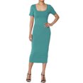 thumbnail image 1 of TheMogan Robe Midi Moulante Crayon en Coton Extensible à Manches Courtes et Encolure Carrée pour Femmes P-TG, 1 of 6