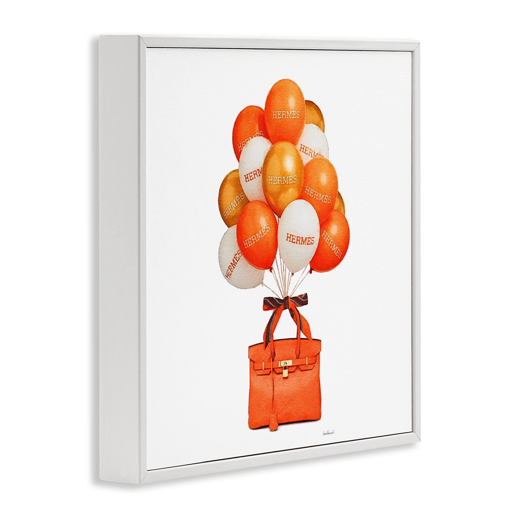 Stupell Industries Orange Handbag & Balloons White Framed Giclee Art, design by Amanda Greenwood