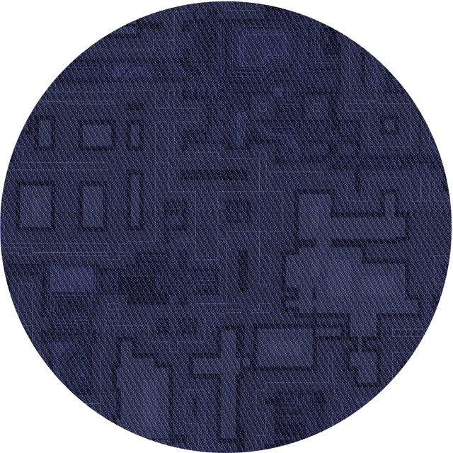 Ahgly Company Tapis d'Intérieur Rond Lavable en Machine Transitionnel Bleu Nuit, 5 Pieds Rond