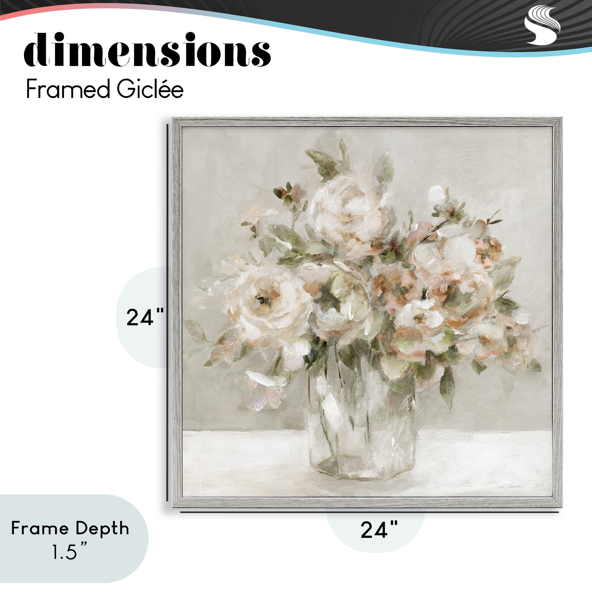 Stupell Industries Soft Neutral Floral Still Life Gray Framed Giclee Art, design by Carol Robinson