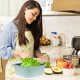 thumbnail image 4 of Cesta de doble capa para lavar frutas y verduras | Contenedor de plástico plegable con escurridor | Almacenamiento de cocina de pared para lavar, escurrir y organizar productos frescos., 4 of 8