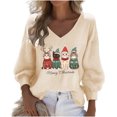 thumbnail image 2 of Craaazy Christmas Shirts for Women Fashion Clothing Christmas Printed 3/4 Sleeve V Neck Xmas Womens Tops Gifts, 2 of 3
