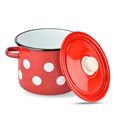 thumbnail image 2 of Novomoskovsjka Posuda Red White Polka Dot Cylindrical Enamel Pot with Lid Set of 2 pcs 2.1 Qt (2 L)/4.8 Qt (4.5 L) Enameled Steel Stockpots Cooking Pot Induction Pot Kitchen Pot Stock Pot Soup Pot, 2 of 6