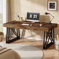 thumbnail image 4 of Tribesigns Large Computer Desk, 63-Inch Writing Desk with Sturdy X-Shaped Legs for  Home Office, Rustic Brown & Black, 4 of 5