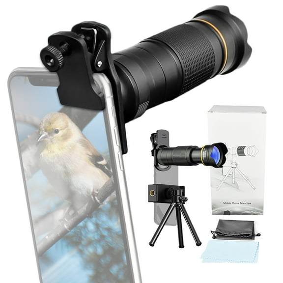 Lens 36X Phone Telephoto Lens Kit With Mini Tripod Phone Clip Phone Holder Lens Bag Cleaning Cloth For Hiking Camping Wildlife Observation Moon Sports Game Concert Watching