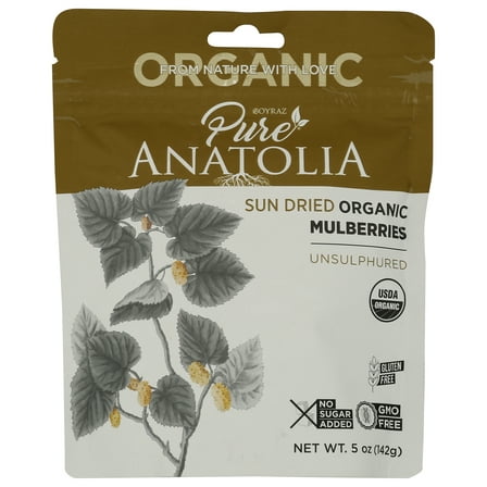 Pack of 6, Pure Anatolia Sun Dried Organic Mulberries, 5 oz