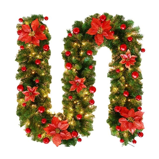 Inteprter Luz LED de PVC, de ratán navideña, ilumina la temporada navideña, hermosa decoración iluminada Kits de decoración para fiestas rojo