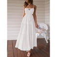 thumbnail image 2 of Summer Women Thin Shoulder Strap Sleeveless Side Slit Dress Bohemian Flowing Long Skirt, 2 of 6