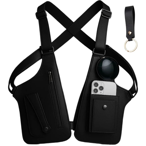 Premium Leather Shoulder Bag, Double Shoulder Armpit Bag, Anti-Theft Hidden Adjustable Strap Holste, Underarm Strap Wallet