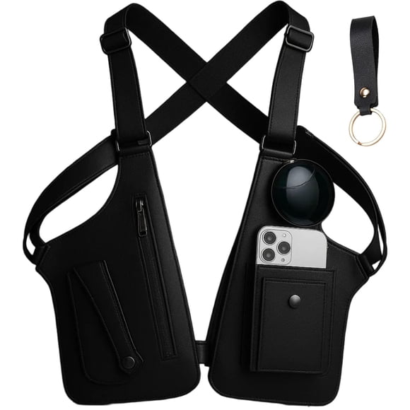 Bolso de hombro de cuero Levence antirrobo ajustable negro