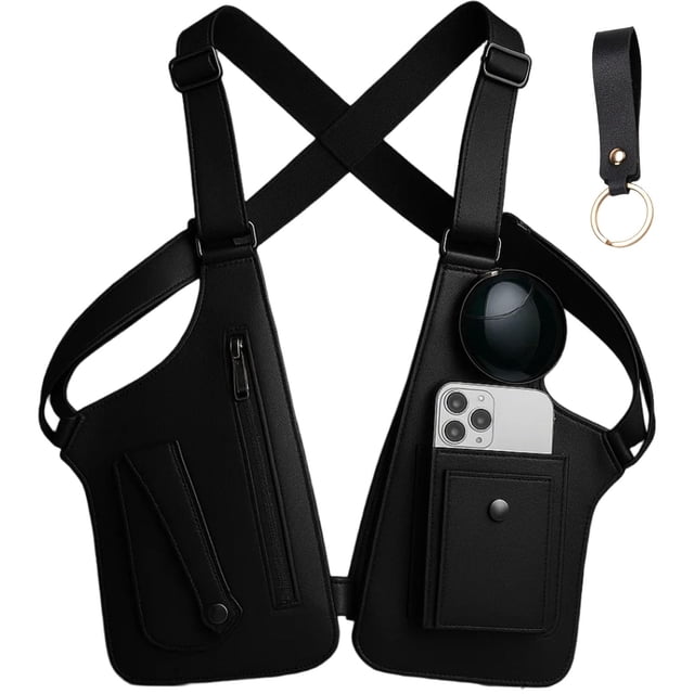 Bolso de hombro de cuero Levence antirrobo ajustable negro
