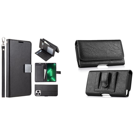 Bemz Pocket Clutch Wallet Case and Belt Holster Pouch for iPhone 14 Pro - Black