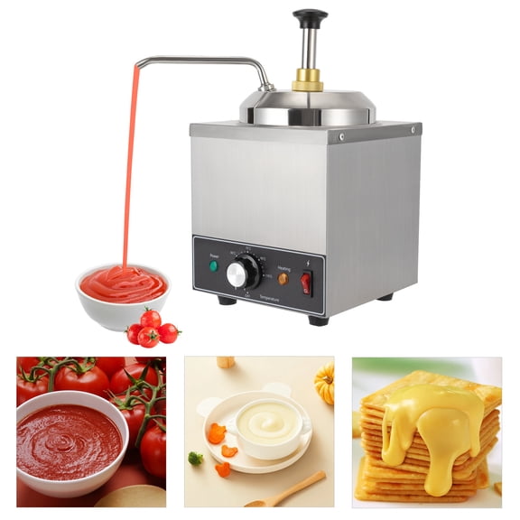 Vintoro 2L/2.1QT Stainless Steel Single Head Sauce Warmer, 650W 110V Chocolate Dispenser with Pump