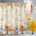 thumbnail image 2 of Shower Curtains for Bathroom-60"x72",Thanksgiving Pumpkin Autumn Eucalyptus Leaves Waterproof Bath Curtain Shower Curtain Set, 2 of 7