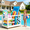 White 55" L Storage Trolley, variant on ABORON Pool Storage Trolley, 55" L 2-Wheel Waterproof Pool Floats Organizer Rack, Poolside Storage Organizer with 6 Hooks, Outdoor Heavy Duty Pool Storage Rack for Floats, Toys and Accessories