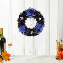 Halloween Front Door Wreath Home Party Decorations Halloween Decorations Black Flower Garland Garden Terrace Beach Party Wedding Decoration for Outdoor Porch 11.81 in