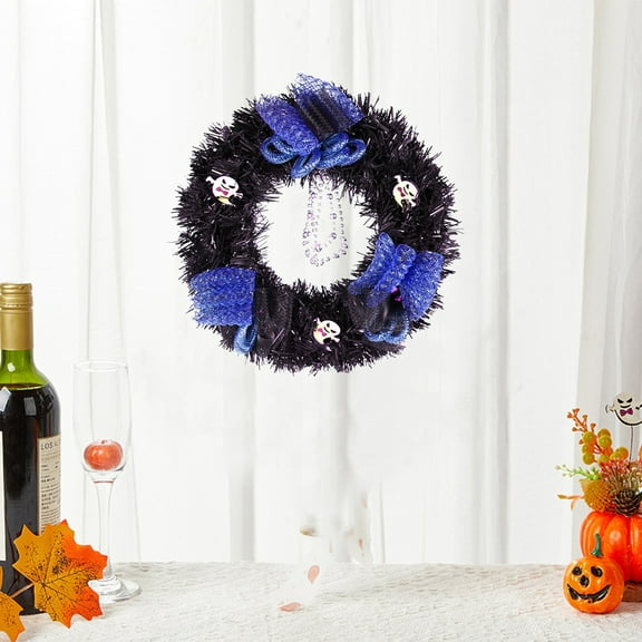 Halloween Front Door Wreath Home Party Decorations Halloween Decorations Black Flower Garland Garden Terrace Beach Party Wedding Decoration for Outdoor Porch 11.81 in