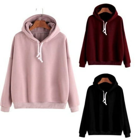 Men Women Pullover Hoodie Unisex Hip-hop Solid Color Plain Sweatshirt Teenager