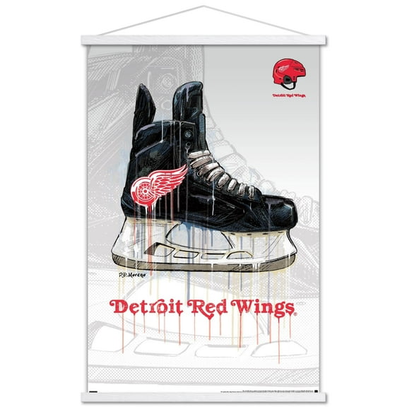 NHL Detroit Red Wings - Drip Skate 21 Wall Poster with Wooden Magnetic Frame, 22.375" x 34"