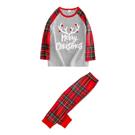 

Gupgi Family Pajamas Christmas Plaid Letter Print Pullover Kids Adults