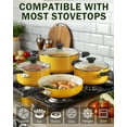 thumbnail image 4 of Cook N Home Nonstick Pots and Pans, 10-Piece Ceramic Kitchen Cookware Sets, Cooking with Saucepans, Frying Pans, Dutch Oven Pot with Lids, Yellow, 4 of 6