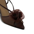 thumbnail image 3 of XYD Women Rose Mesh Slingback Pumps Peep Toe Thin High Heel Sandals Elegant Evening Dinner Prom Shoes Size 15 Dark Brown, 3 of 4