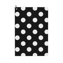 Golf Towels for Golf Bags For Men Women - Black and White Polka Dot 24x16in Absorbent Quick Drying Golf Towel for Cleaning Golf Ball Club Golf Bag Accessories with Carabiner