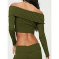thumbnail image 4 of Rdhnmea Women's Long Sleeve Y2k Crop Tops Off Shoulder Slim Fit Casual Knit Going Out Shirts Tee Clothing Streetwear 2024, 4 of 5