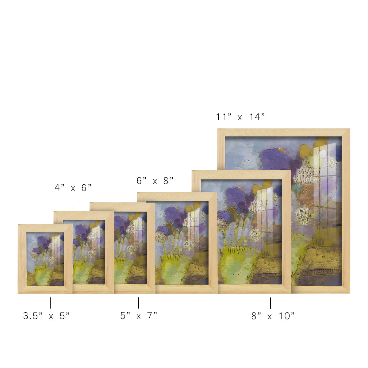 Blumen II -Framed Print w/glass-Natural Wood